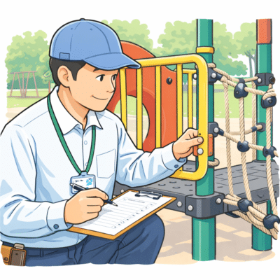 施設側による日常点検の様子のイラスト